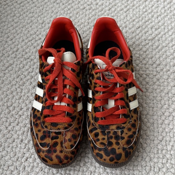 Worn once!! Brand new adidas Leopard  Sneakers with Red & White Stripes - Picture 2 of 10
